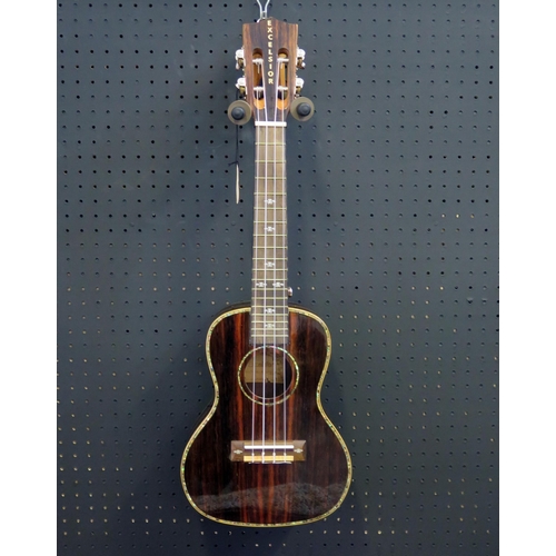 2663 - Excelsior LA10-24 Concert Ukulele - ebony, gloss finish, abalone decoration, slotted headstock, arch... 