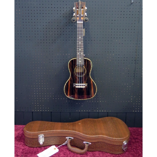 2664 - Excelsior LA10-24 Concert Ukulele - ebony, gloss finish, abalone decoration, slotted headstock, arch... 