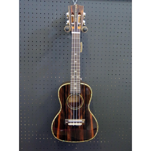 2664 - Excelsior LA10-24 Concert Ukulele - ebony, gloss finish, abalone decoration, slotted headstock, arch... 