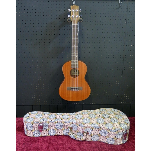 2668 - Excelsior RU-60 Tenor Ukulele - mahogany, black binding - ex-shop stock in floral hard case