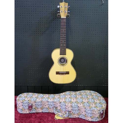 2669 - Excelsior SU46TA Tenor Ukulele - spruce, zebrano, abalone decoration - ex-shop stock in floral hard ... 