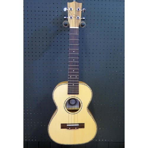 2669 - Excelsior SU46TA Tenor Ukulele - spruce, zebrano, abalone decoration - ex-shop stock in floral hard ... 