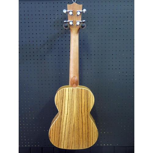 2669 - Excelsior SU46TA Tenor Ukulele - spruce, zebrano, abalone decoration - ex-shop stock in floral hard ... 