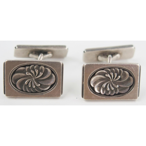 288 - Gorge Jenson Silver Cufflinks, model 59, designed by Henry Pilstrup, 16.3g