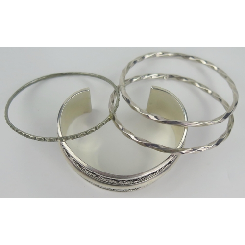 369 - Four Silver Bangles, 97g