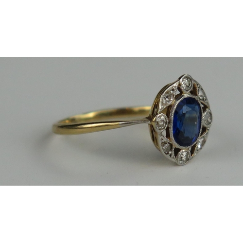 401 - 18ct Gold, Paste and Platinum Ring in a platinum millegrain setting, 7x5.5mm central stone, surround... 