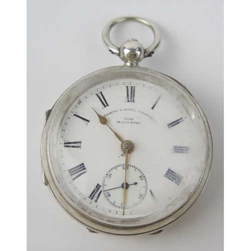 430 - Fattorini and Sons Silver Cased Open Dial Fob Watch, 52mm case with key wound movement, Chester 1901... 