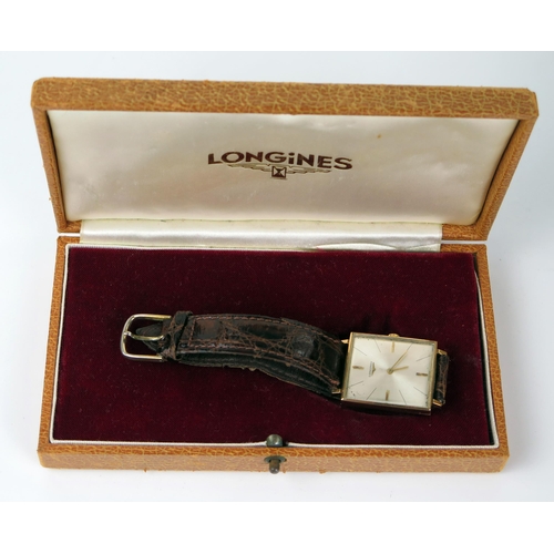 439 - Gent's LONGINES 9ct Gold Wristwatch, the 30x26mm case with manual wind calibre 428 movement no. 1335... 