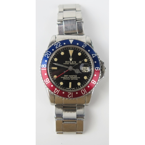 448 - ROLEX Oyster GMT Master Chronometer with Pepsi bezel, Ref: 1675, 40mm case no. 1384613, calibre 1570... 