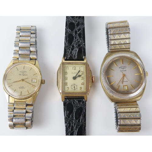 456 - 1960's ROTARY Automatic Wristwatch (running, one other ROTARY (quartz movement, not running) and ELG... 