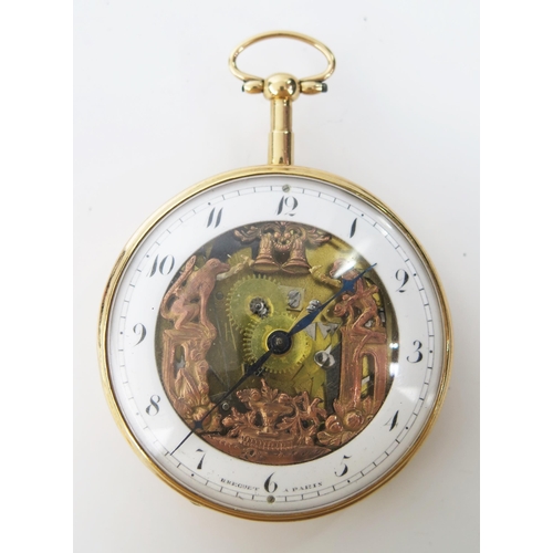 457 - BREGUET 18ct Gold Cased Automaton Watch with two monkeys striking hours and quarters on gongs, heavy... 