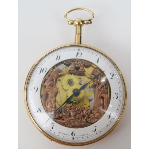 457 - BREGUET 18ct Gold Cased Automaton Watch with two monkeys striking hours and quarters on gongs, heavy... 