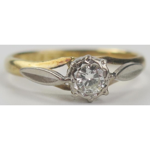 46 - 18ct Gold and Diamond Solitaire Ring, EDW .25ct, size J.5, 2g