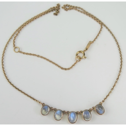 56 - 9ct Gold and Moonstone Necklace, 16