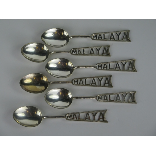 586 - Set of Six MALAYA White Metal Spoons, 54g