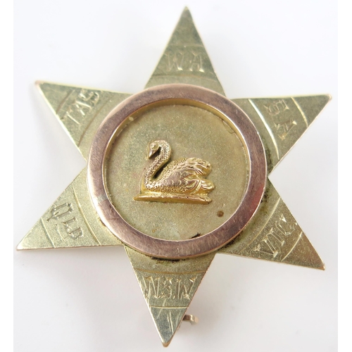 6 - Australian Antique Two Tone 9ct Gold Six Point Star Brooch, each point marked with a territory and d... 