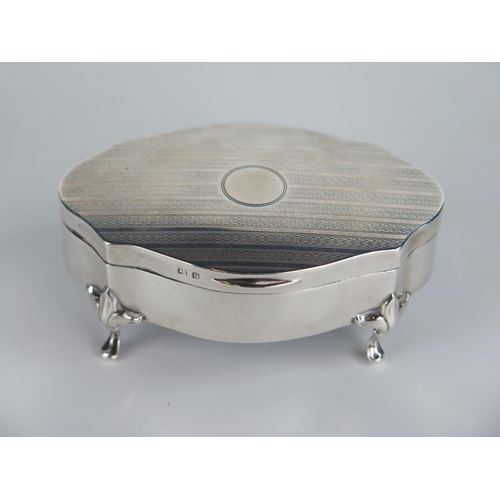 653 - Silver Ring Box with engine turned decoration, 8.5cm wide, Birmingham 1912, Henry Matthews, 99.6g gr... 