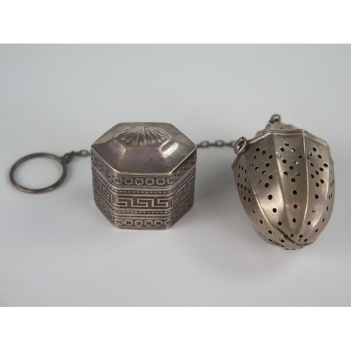 681 - Sterling Silver Tea Infuser (53mm tall) and marked silver hinged box