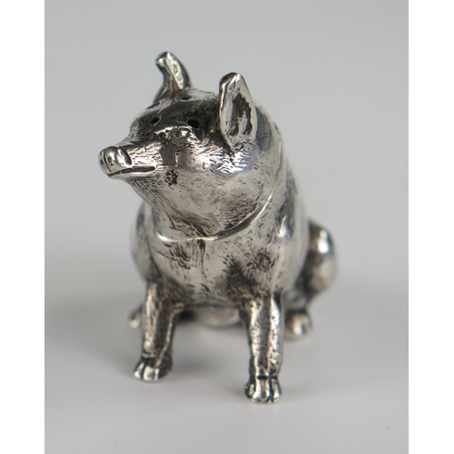 685 - Edward VII Silver Pig Pepper, c. 6.5cm long, Birmingham 1905, William Hair Haseler, 73.2g