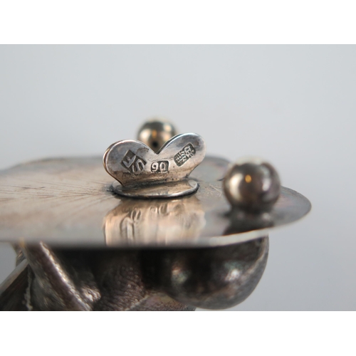 704 - Chinese Silver Frog on Lily Pad Salt, Canton Sing Fat, early 20th century, the base with screw fille... 