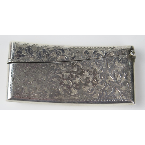 761 - Silver Card Case with chased foliate decoration, Birmingham 1908, Henry Hobson & Sons, 41.4g