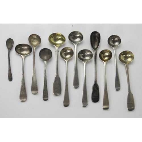 769 - Twelve Georgian and Later Silver Condiment Spoons, 125.5g