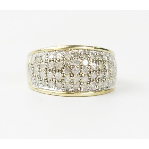 76a - 9ct Gold and Diamond Pave Set Ring, size O.5, 4.6g