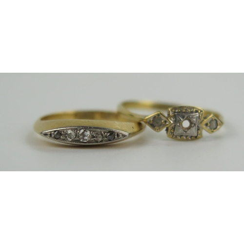 85 - 18ct Gold and Diamond Five Stone Ring (size I) and one A/F, 3.6g