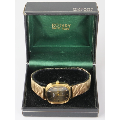 470 - 1970's ROTARY 9ct Gold Cased Dress Watch, 33.5mm case with 21 jewel automatic movement, boxed. Runni... 