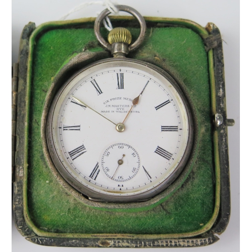 489 - J.N. Masters Silver Cased  Open Dial Pocket Watch and silver case. Faults