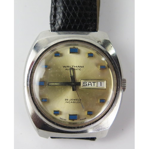 490 - A Selection Of Watches (AF) & A Waltham Automatic Day & Date 25 Jewel Incabloc Running.