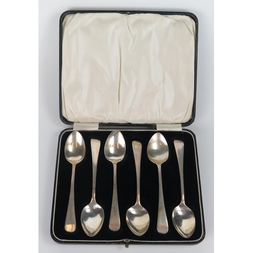 505 - Six Silver Tea Spoons, cased, Birmingham 1930, Barker Brothers Silver Ltd., 70.6g