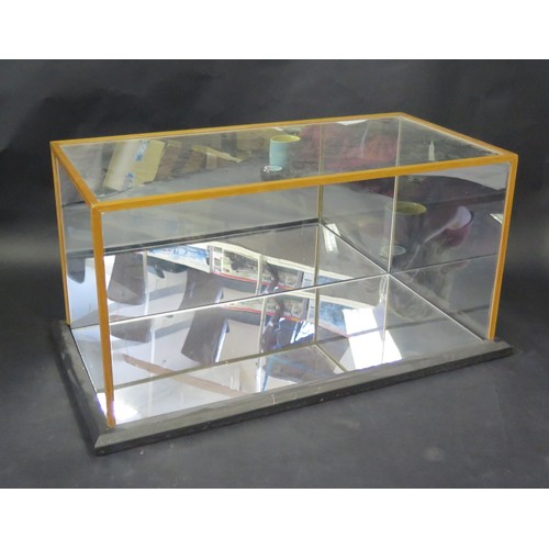 2645 - A Wooden Framed Glass Collector's Display Case for Large Scale Model Cars or similar with mirrored b... 