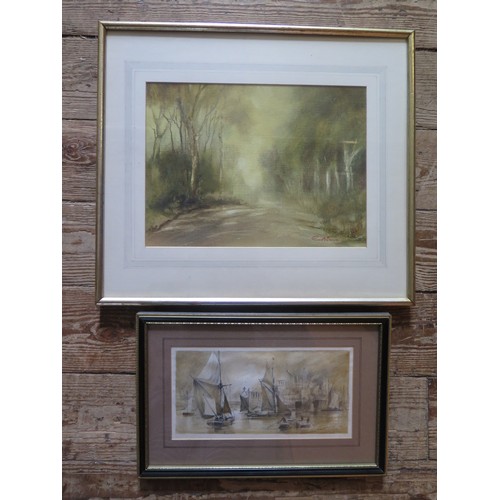 1040 - Ronald A Suter, C20th Artist, Woodland Trail, Oil on Canvas Board, 29 x 22cm, F & G and a Pencil Ske... 