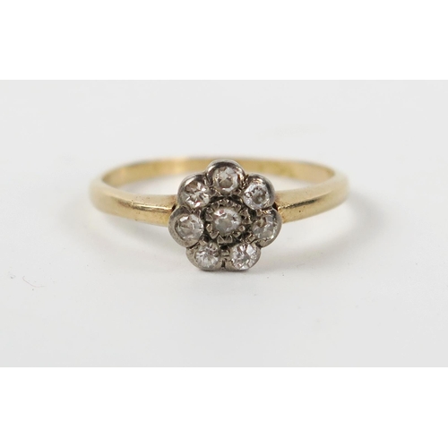 210d - 18ct Gold and Diamond Cluster Ring, size M.5, 2.1g