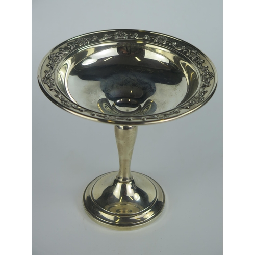 599 - Gorham Silver Tazza with loaded base, 15.5cm high x 16cm diam.