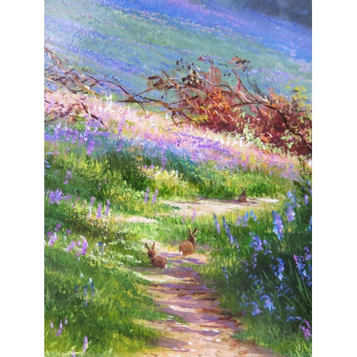 1018 - David Smith b 1949, British Landscape Painter, 'A Carpet of Bluebells', Oil on Board, Signed, 29 x 2... 