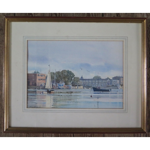 1035 - Ray Balkwill (b.1948) 'High Water at Topsham', Watercolour,  
pencil signed with artist's label vers... 