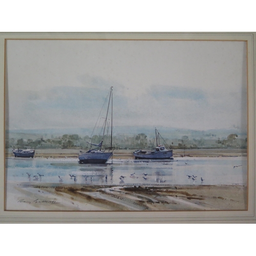 1036 - Ray Balkwill (b. 1948) Wes Country Artist, 'Incoming Tide, The Exe at Lympstone', Watercolour, Penci... 