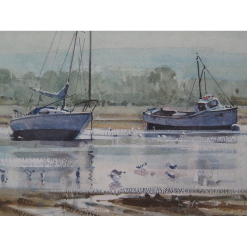 1036 - Ray Balkwill (b. 1948) Wes Country Artist, 'Incoming Tide, The Exe at Lympstone', Watercolour, Penci... 