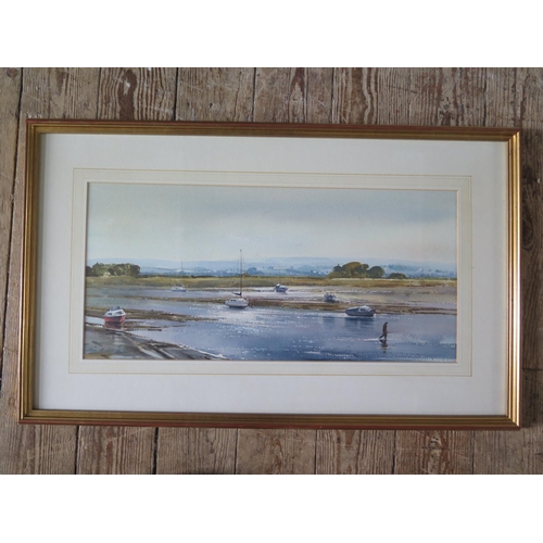 1038 - Ray Balkwill (b.1948) West Country Artist, 'Sunlit Shallows, Topsham', Watercolour, pencil signed an... 