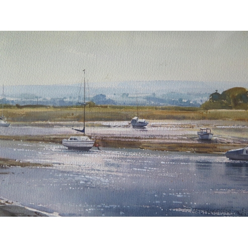 1038 - Ray Balkwill (b.1948) West Country Artist, 'Sunlit Shallows, Topsham', Watercolour, pencil signed an... 