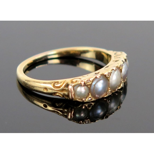 118 - 18ct Gold and Pearl and Rose Cut Diamond Ring, sizeM.5, 3.4g