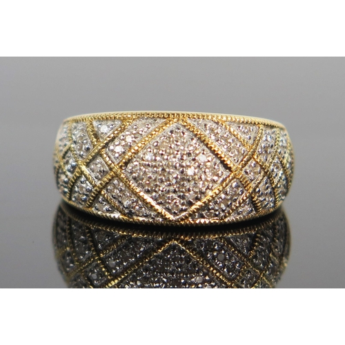 124 - 18ct Gold and Pavé Diamond Ring, size N.5, 6.1g