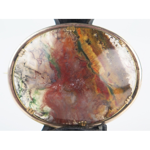 126 - 19th Century Moss Agate Brooch, 58x46mm