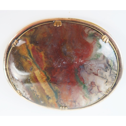 126 - 19th Century Moss Agate Brooch, 58x46mm