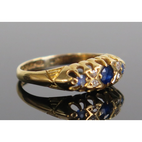 137 - Antique 18ct Gold, Sapphire and Diamond Ring, size H, 2.2g, Birmingham 1916