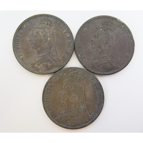 1818 - Queen Victoria 1887, 1889 and 1890 Silver Crowns