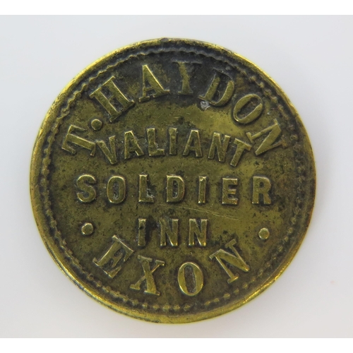 1821 - T. Haydon Valiant Soldier Inn Exon 1 1/2d token by Helmore