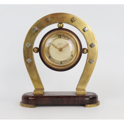 1853 - BAYARD Lucky Horseshoe Clock in a gilt brass and burr wood case, 8 day movement, 17.5cm high. Runnin... 